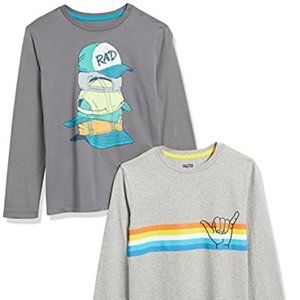 Spotted Zebra Boys' Long-Sleeve T-Shirts, Pack of 2, Grey/Light Grey